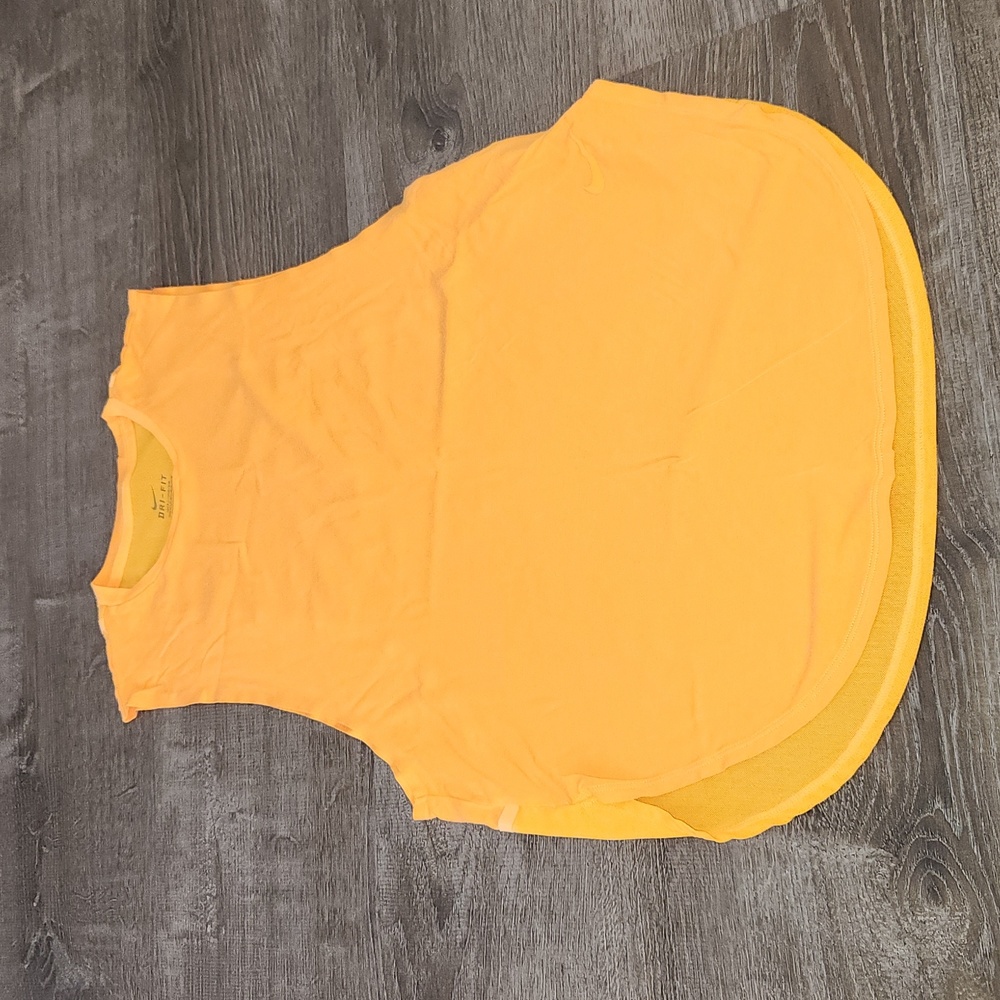 Womens Nike Dri-Fit mesh detailed orange athletic tank top SMALL